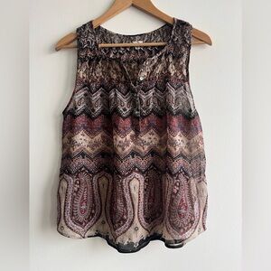 Boho Paisley Sleeveless Top | Indie Festival Top | Earth Tone Print Size M